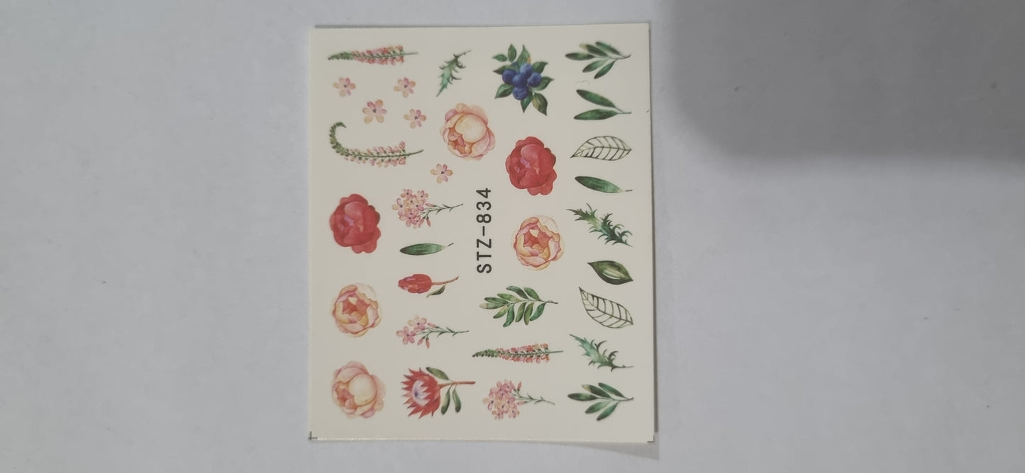 Calcomanías de agua florales