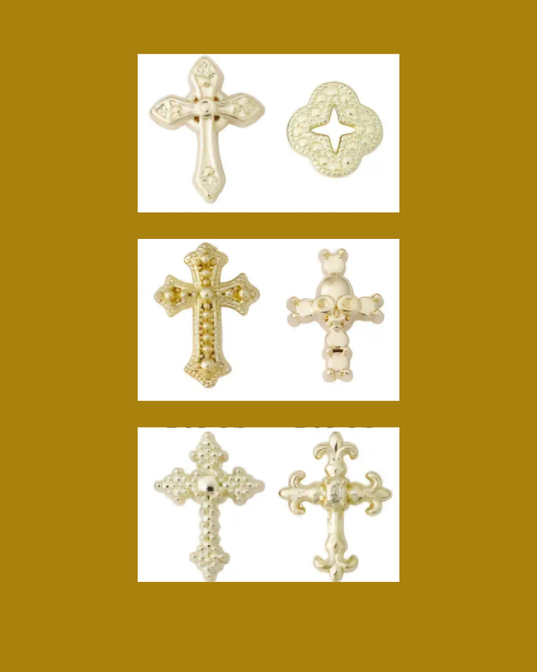Amuletos de uñas en forma de cruz