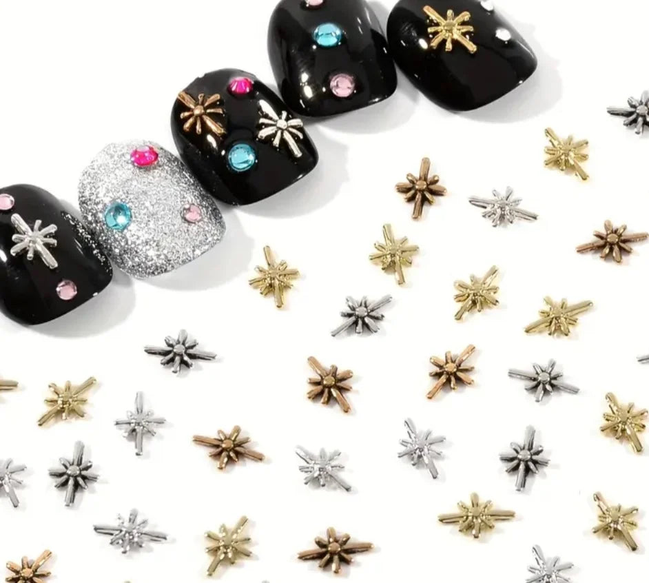 Dijes para uñas con forma de cruz o estrella