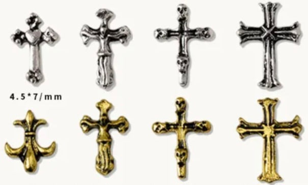 Amuletos de uñas en forma de cruz