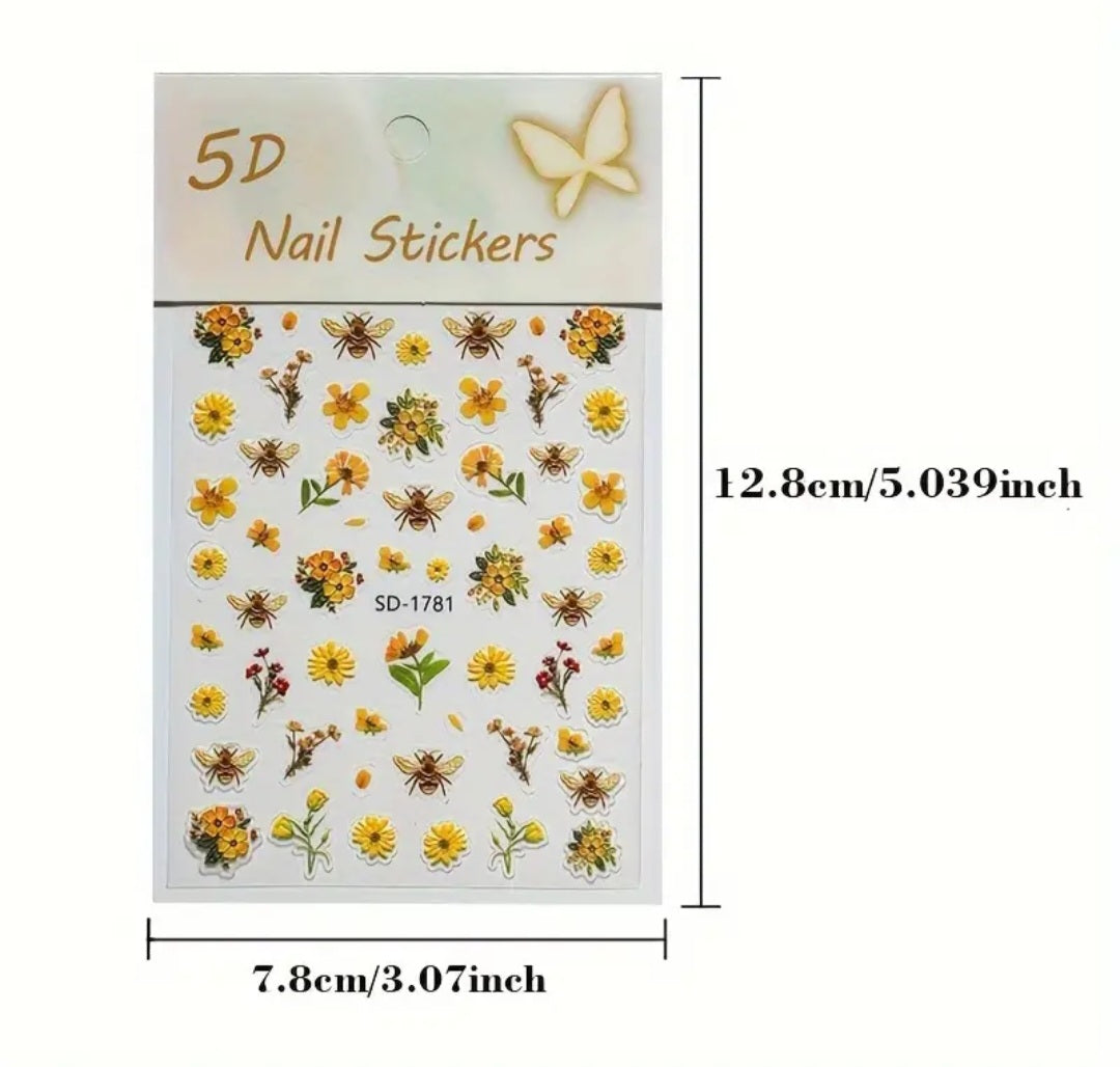 Pegatinas florales para uñas