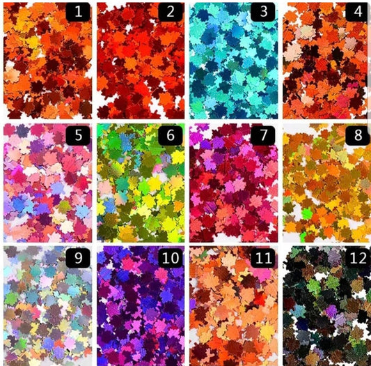 Confeti de hoja de arce para uñas