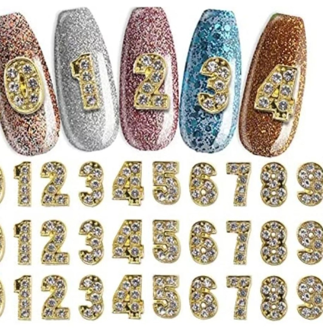 Numbers Nail Charms