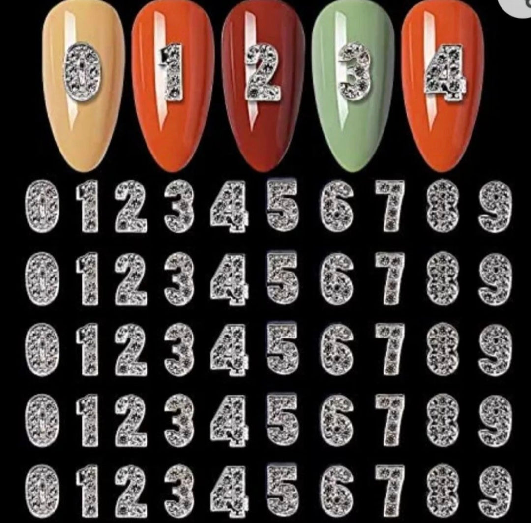 Numbers Nail Charms
